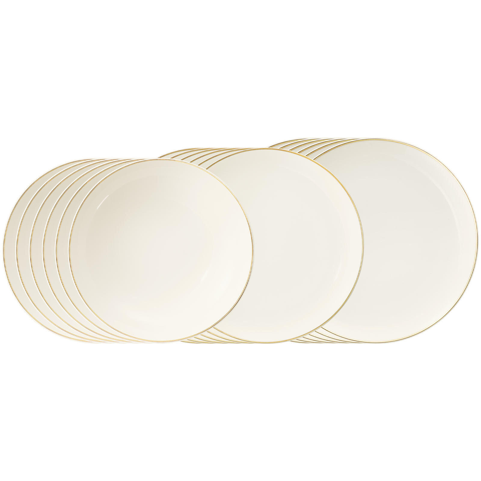 TELLER-SET Savona Goldlinie creme 18er Set - Creme, Keramik (2/2/2cm) - Seltmann Weiden
