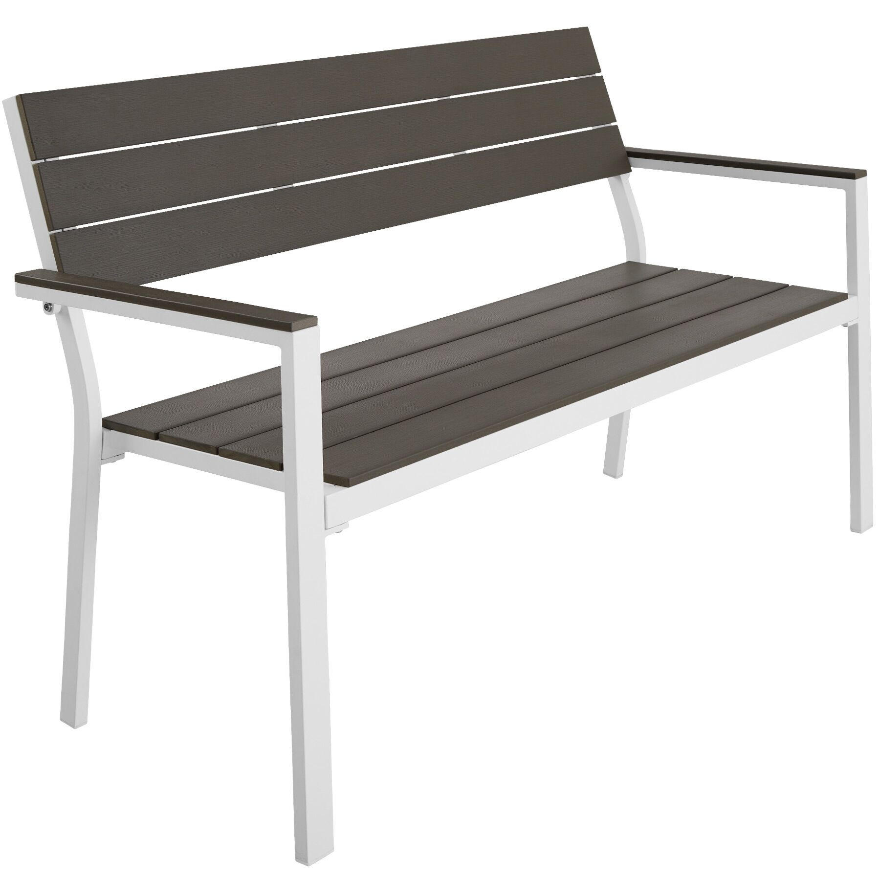 GARTENBANK Line,128 x 59 x 88 cm,hellgrau/weiß - Hellgrau/Weiß, Metall (59/88/128cm) - tectake