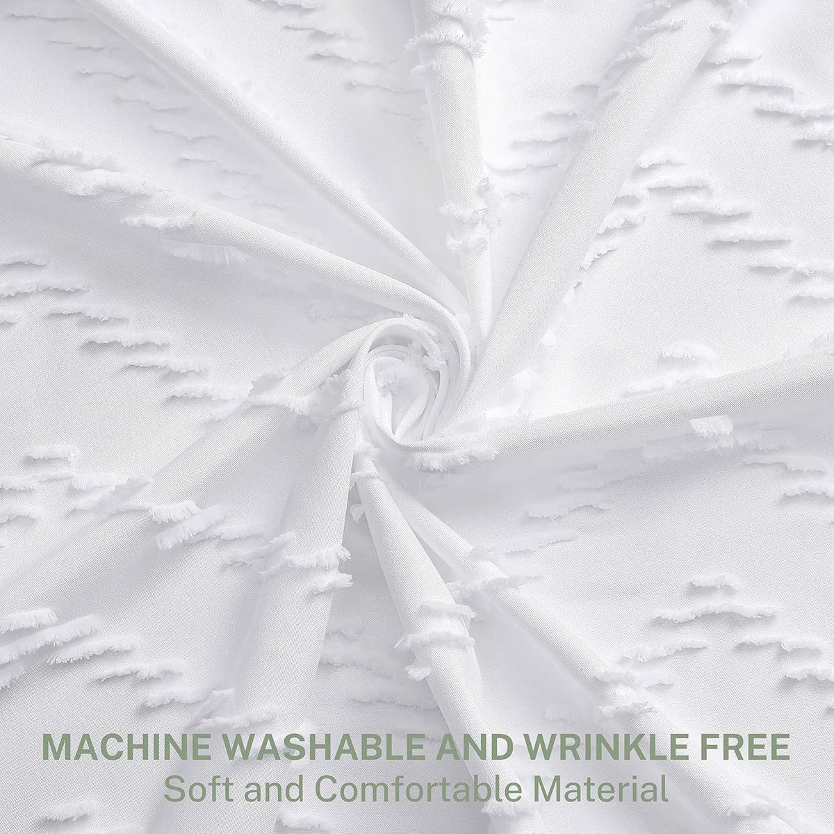 DUSCHVORHANG Weiß Boho klein Fischgrätmuster Farmhouse minimalistisch fürs Badezimmer - Weiß, Textil (90/180cm) - MCBOSON