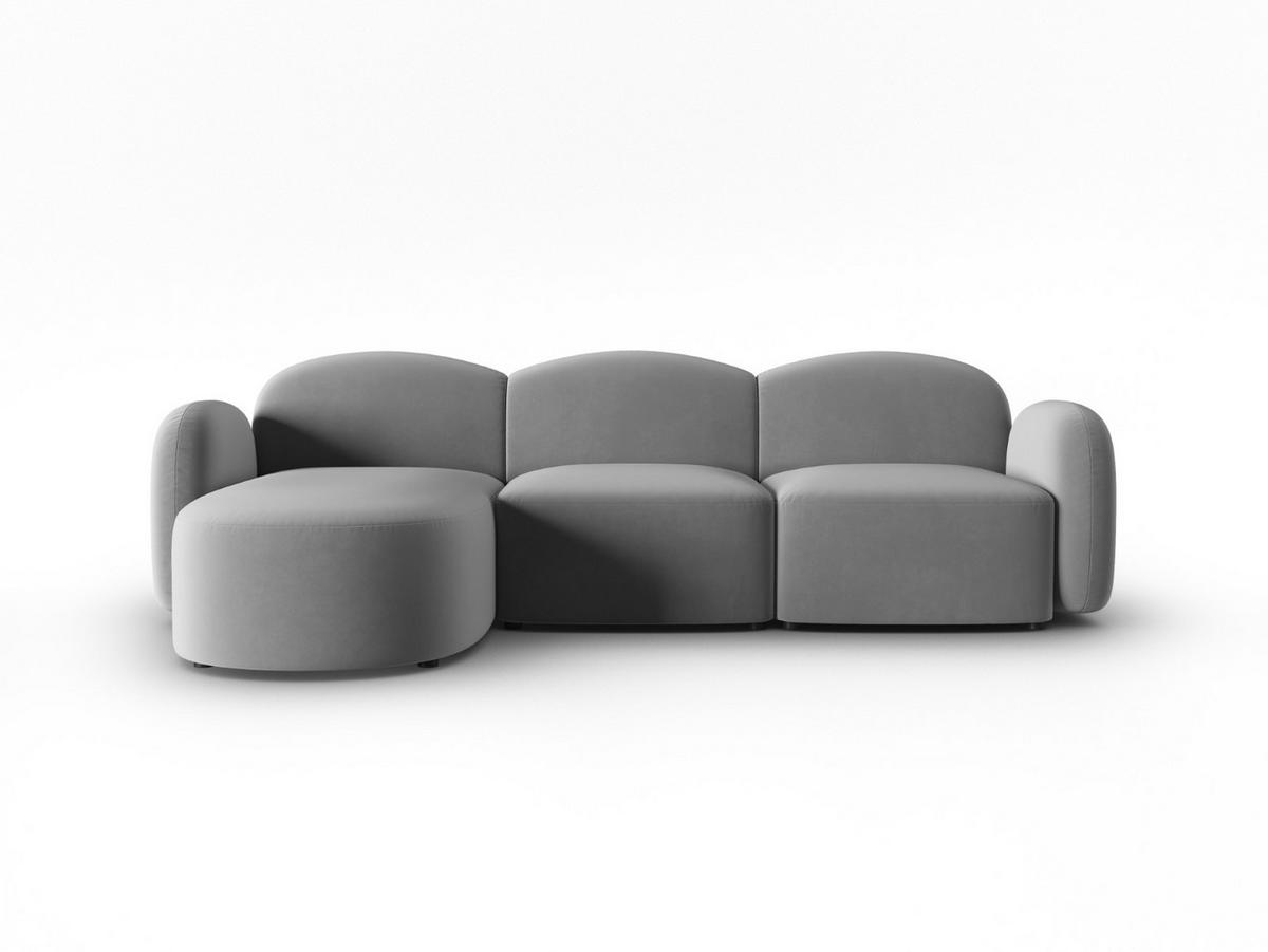 ECKSOFA links Blair aus Samt hellgrau 4 Sitzplätze - Hellgrau, Textil (155/272cm) - Micadoni