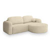 ECKSOFA AMILIA R-S Creme Boucle-Stoff mit Schlaffunktion - Creme, Holz (263/174cm) - MASSENO