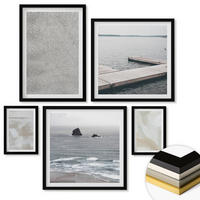 WANDBILDER 5er-Set - 50x50 cm & 20x30 cm & 40x60 cm Schwarzer Rahmen - Abstraktes Design, moderne Texturen - Schwarz, Kunststoff (40/60cm) - ArtPrintCave