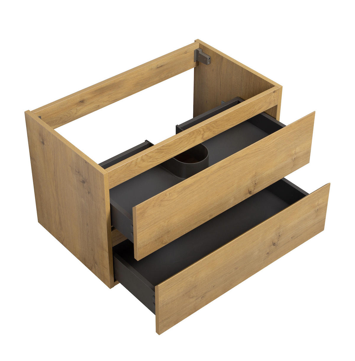 WASCHBECKENUNTERSCHRANK Angela 2 Schubladen Eiche - 80 x 48 x 50 cm - Eichefarben, Holz (80/50/48cm) - Badplaats