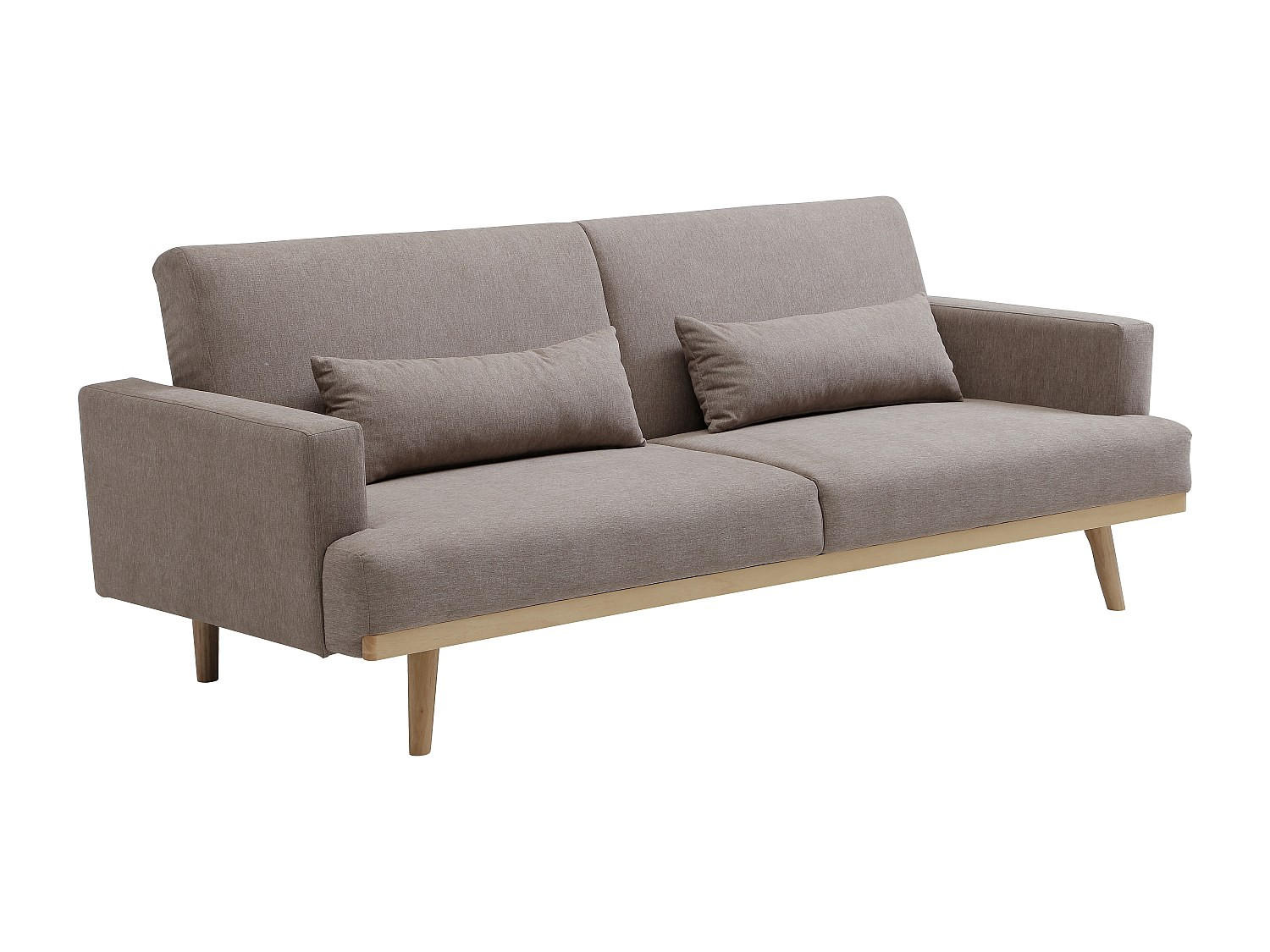 SCHLAFSOFA Klappsofa 3-Sitzer - Stoff - Taupe - ESME - Braun, Textil (216/85/89cm) - Vente-Unique
