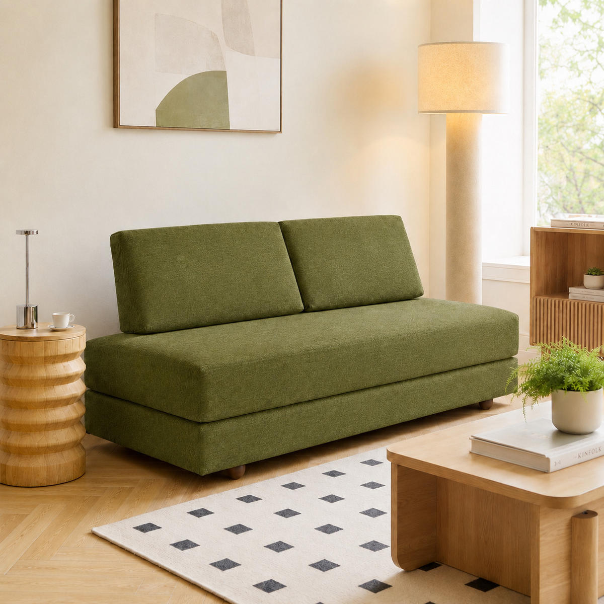 SCHLAFSOFA Stoff Grün - Grün, Textil (200/90/80cm) - Nordlys