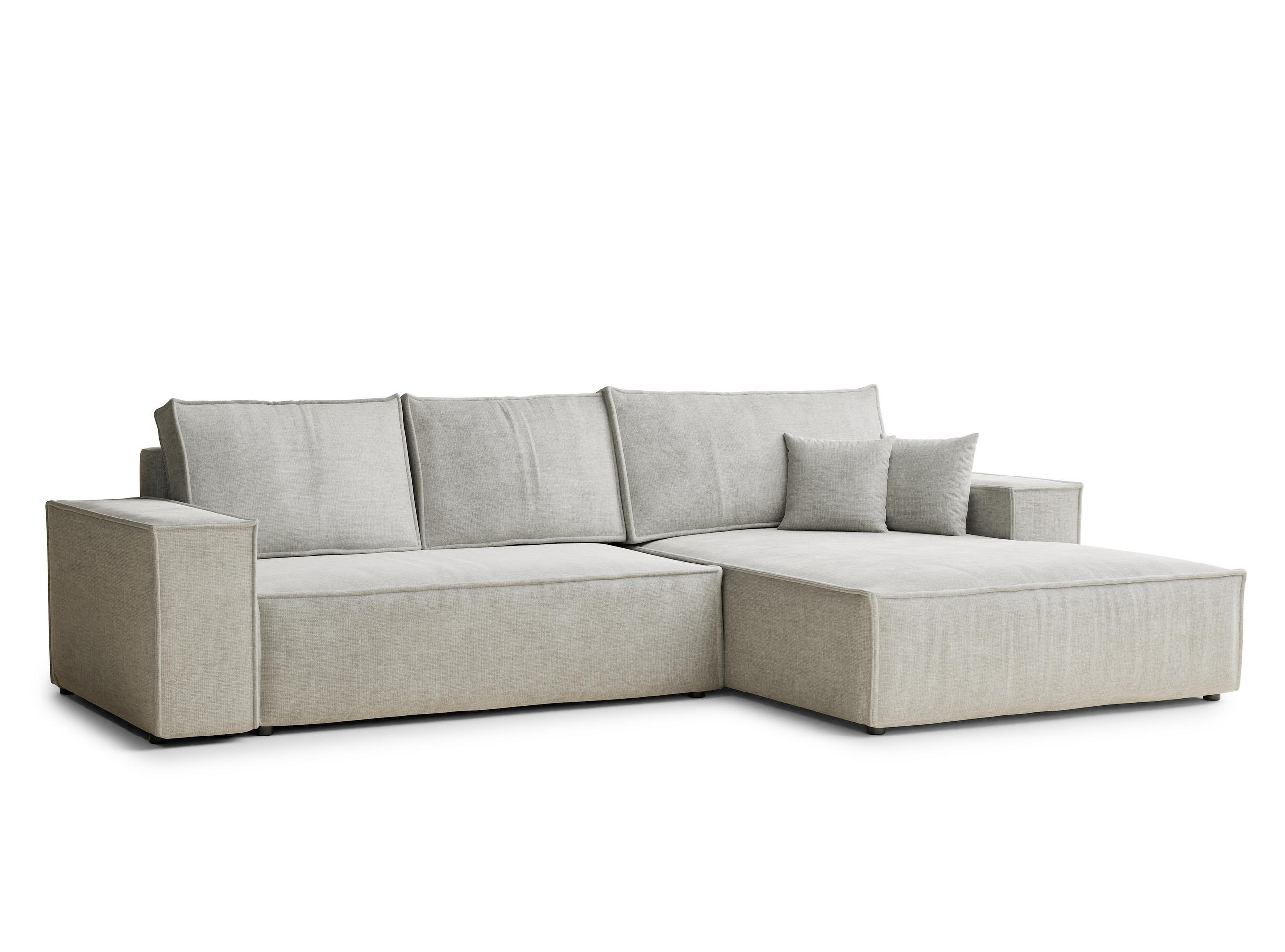 ECKSOFA Maze Grau Chenille-Stoff - Rechts Seite - Schwarz/Grau, Holz/Holzwerkstoff (294/185cm) - Maison de Reve