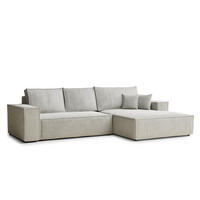 ECKSOFA Maze Grau Chenille-Stoff - Rechts Seite - Schwarz/Grau, Holz/Holzwerkstoff (294/185cm) - Maison de Reve