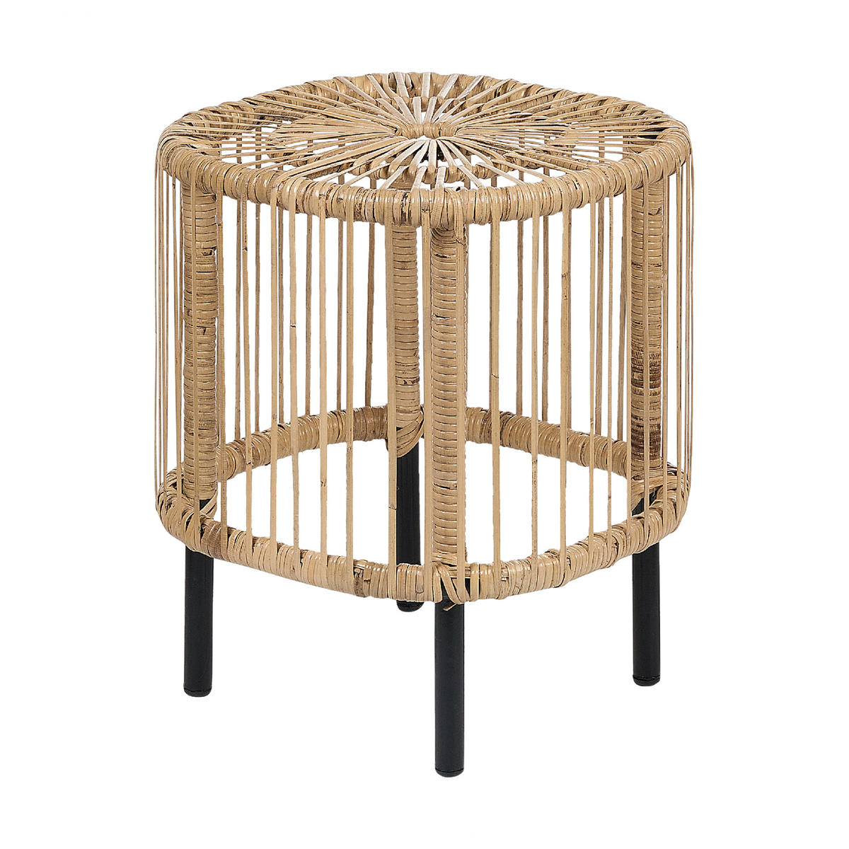 GARTEN-BEISTELLTISCH 2er Set Rattan natürlich quadratisch Cesenatico - Schwarz/Naturfarben, Naturmaterialien (40/40/50cm) - Beliani