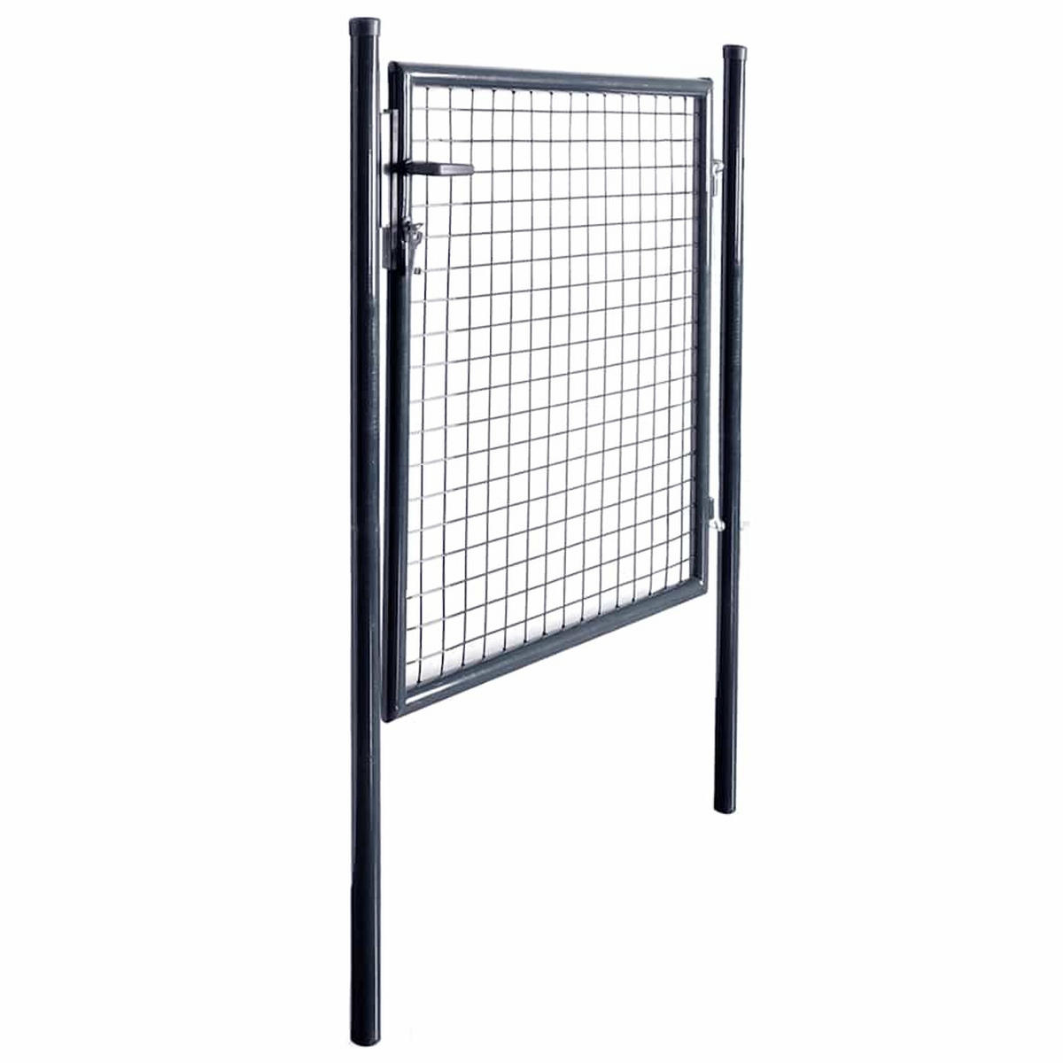 GARTENTOR mit Maschendraht, 100/100 cm, aus Stahl, Anthrazitgrau - Grau, Metall (100/150cm) - vidaXL