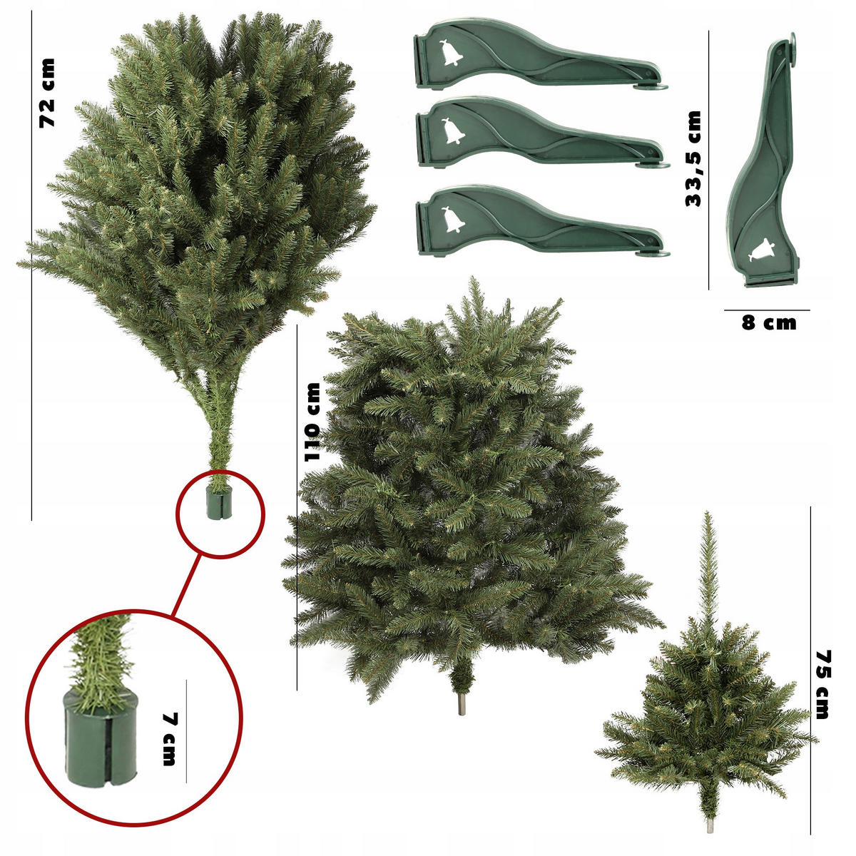 KADAX Künstlicher Weihnachtsbaum Fichte 220 cm Naturkaukasisch - Grün, Holz/Kunststoff (220cm) - KADAX