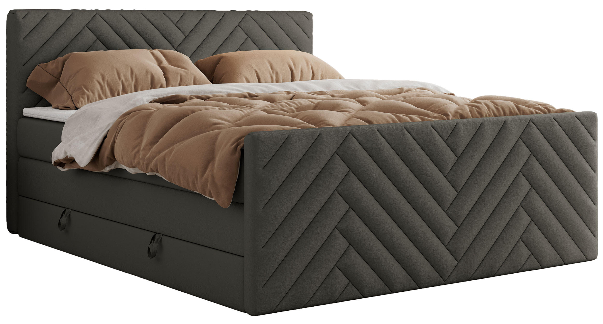 BOXSPRINGBETT PARIS KING DUO - 120/200 - Grau Kunstleder - H3 - Grau, Holz/Textil (120/200cm) - MKS