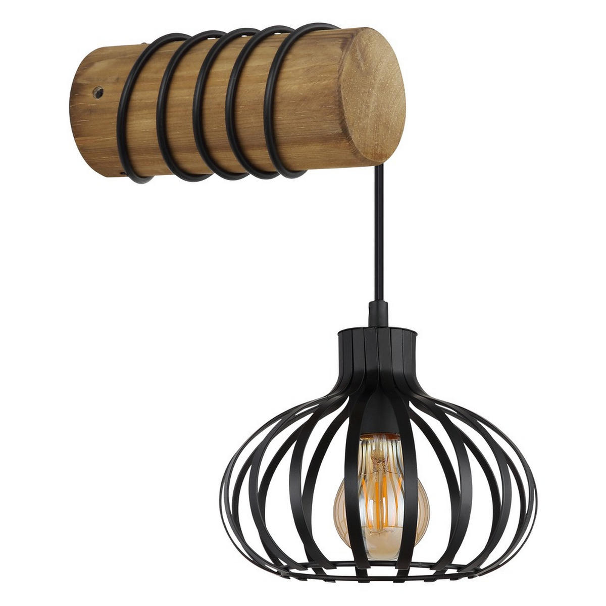 WANDLEUCHTE CALDWELL Holz braun Retro, mit Steckdose - Braun, Holz (20/59/29cm) - Globo Lighting