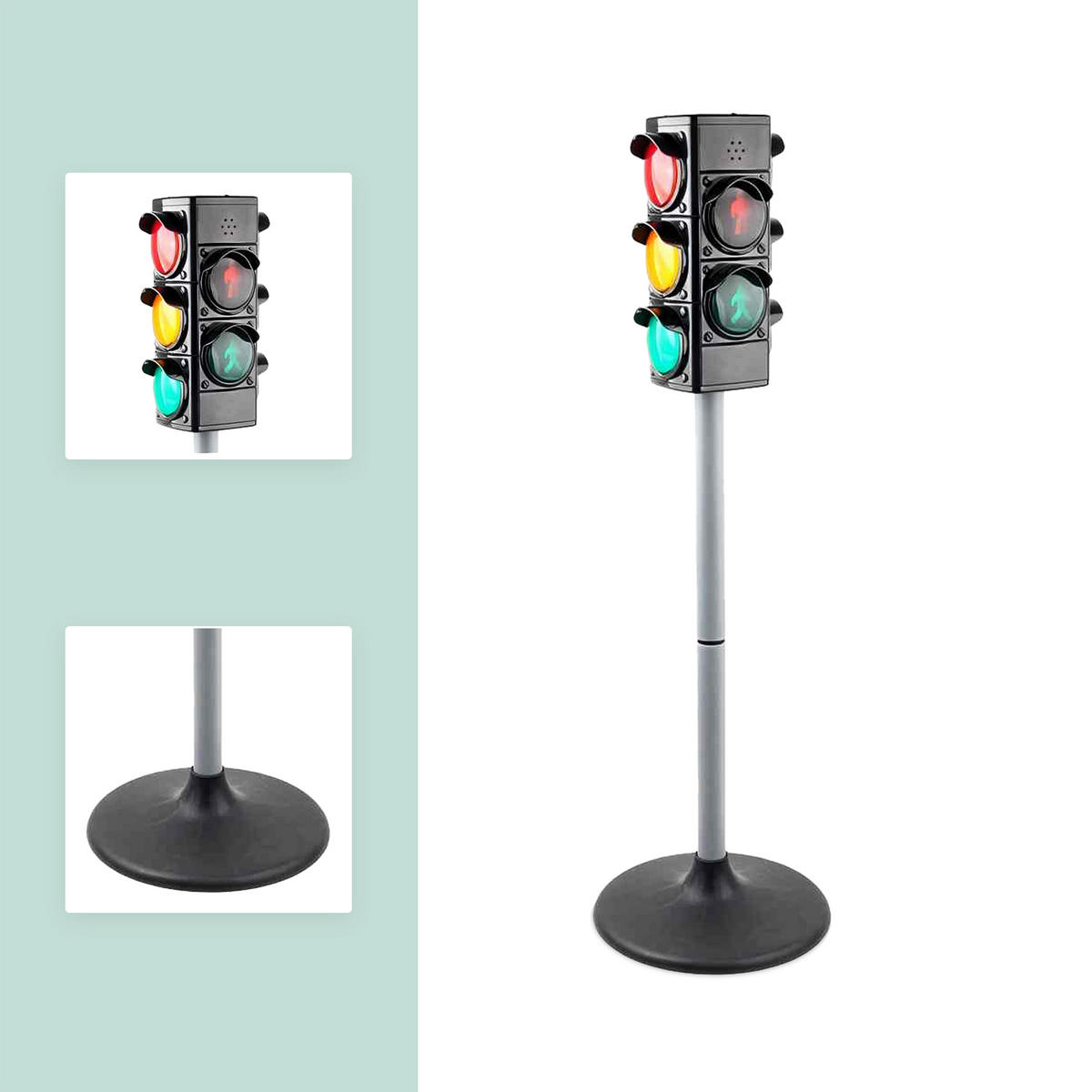 SEMAFOR černý stříbrný plast se světlem a zvukem 69 cm - různobarevná, plast - Relaxdays