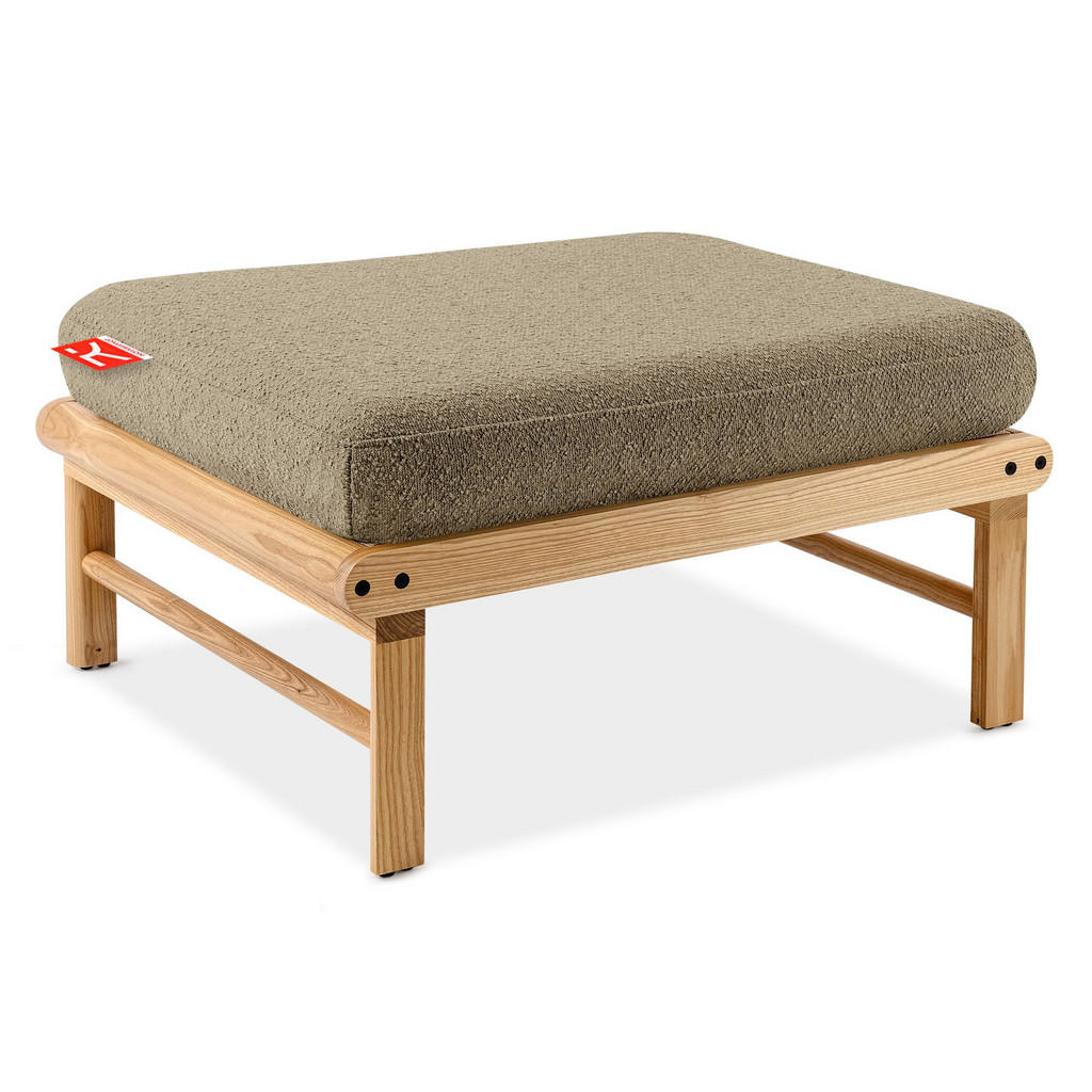 Thumbnail - Konsimo® Gartenlounge-Hocker, Beige, Holz, Textil, 70x42x80 cm, Gartenmöbel, Gartenstühle, Gartenhocker