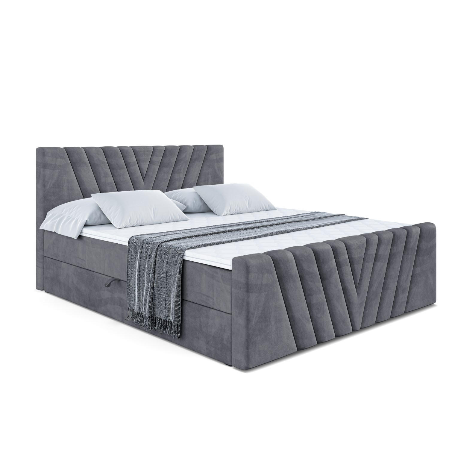 BOXBETT ERNINA-Z - 140x200 cm - H4 - Dunkelgrau - Dunkelgrau, Holzwerkstoff (140/200cm) - ALTDECOR