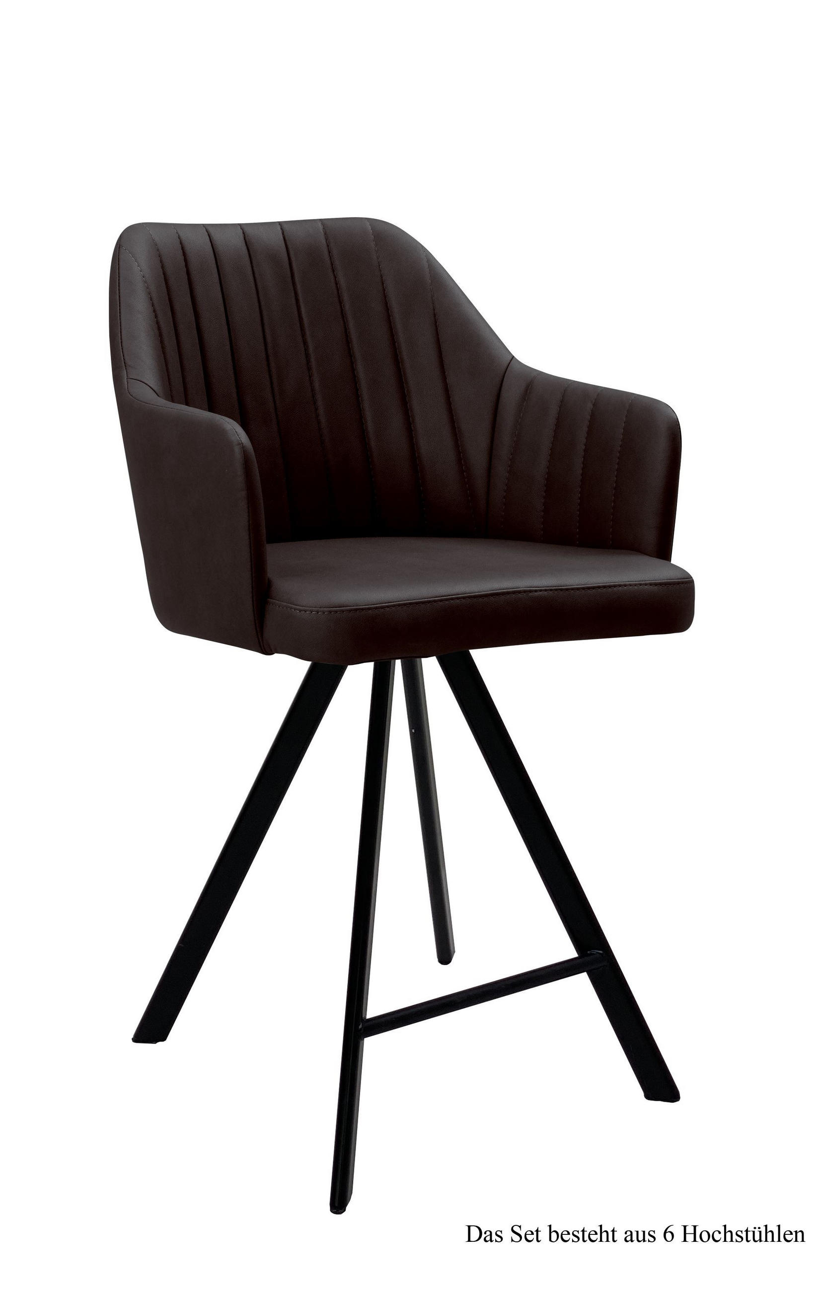 THEKENSTUHL drehbar (6er-Set) Diannne 58x98x60 Schwarz/Espresso - Dunkelbraun/Schwarz, Kunststoff (60/98/58cm) - 58aufmkessel
