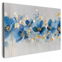 SLIKA NA PLATNU Cvetje 30x20 cm - svetlo siva, tekstil (30/20cm) - MuchoWow