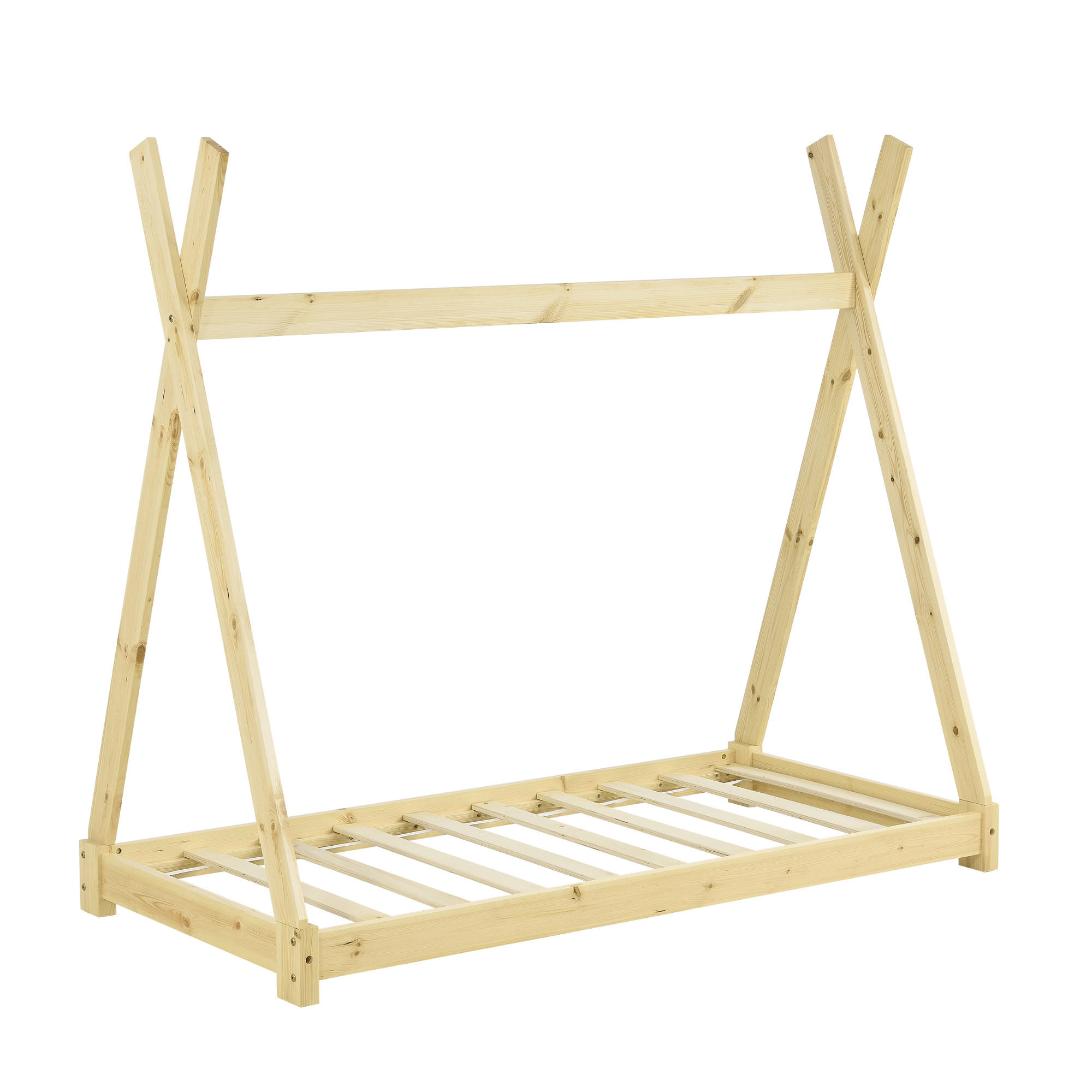 KINDERBETT Onejda - Naturfarben, Holz (80/160cm) - [en.casa]