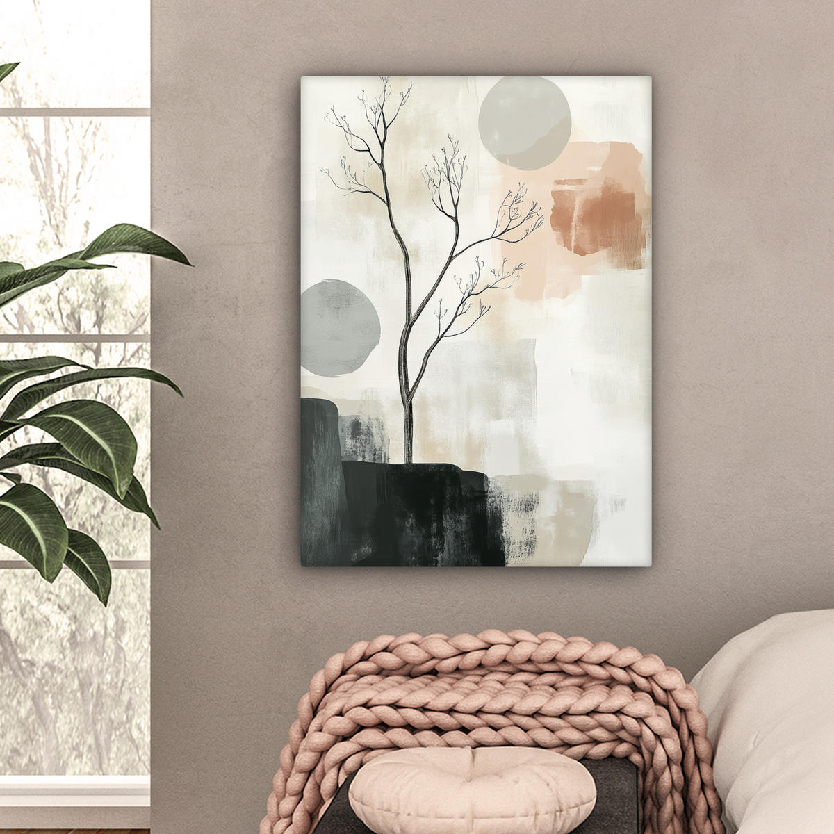 LEINWANDBILD Wabi sabi - Beige - Pflanze 60x80 cm - Sandfarben, Textil (60/80cm) - MuchoWow