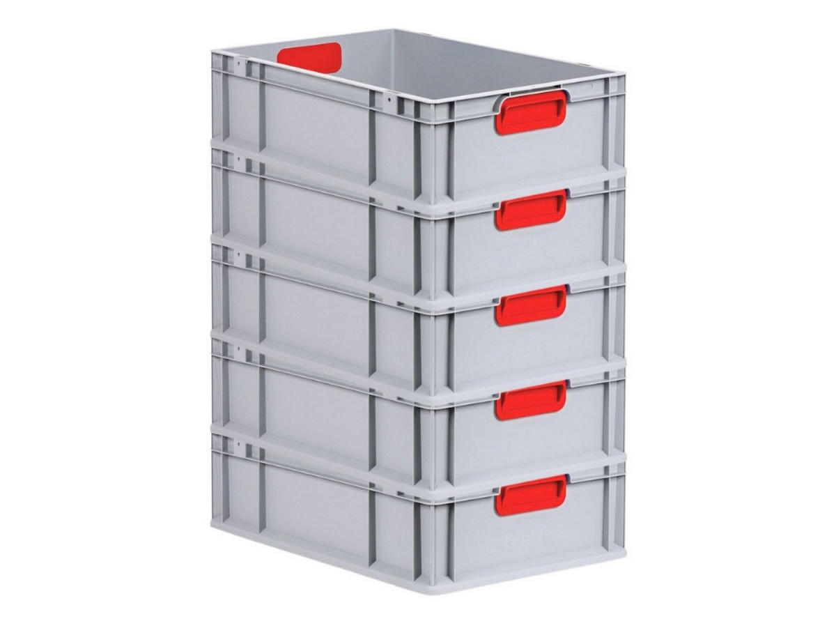 EUROBOX 5x Nextgen Color 17x40x60cm 34 Liter Griffe Rot Geschlossen - Rot, Kunststoff (40/17/60cm) - PROREGAL