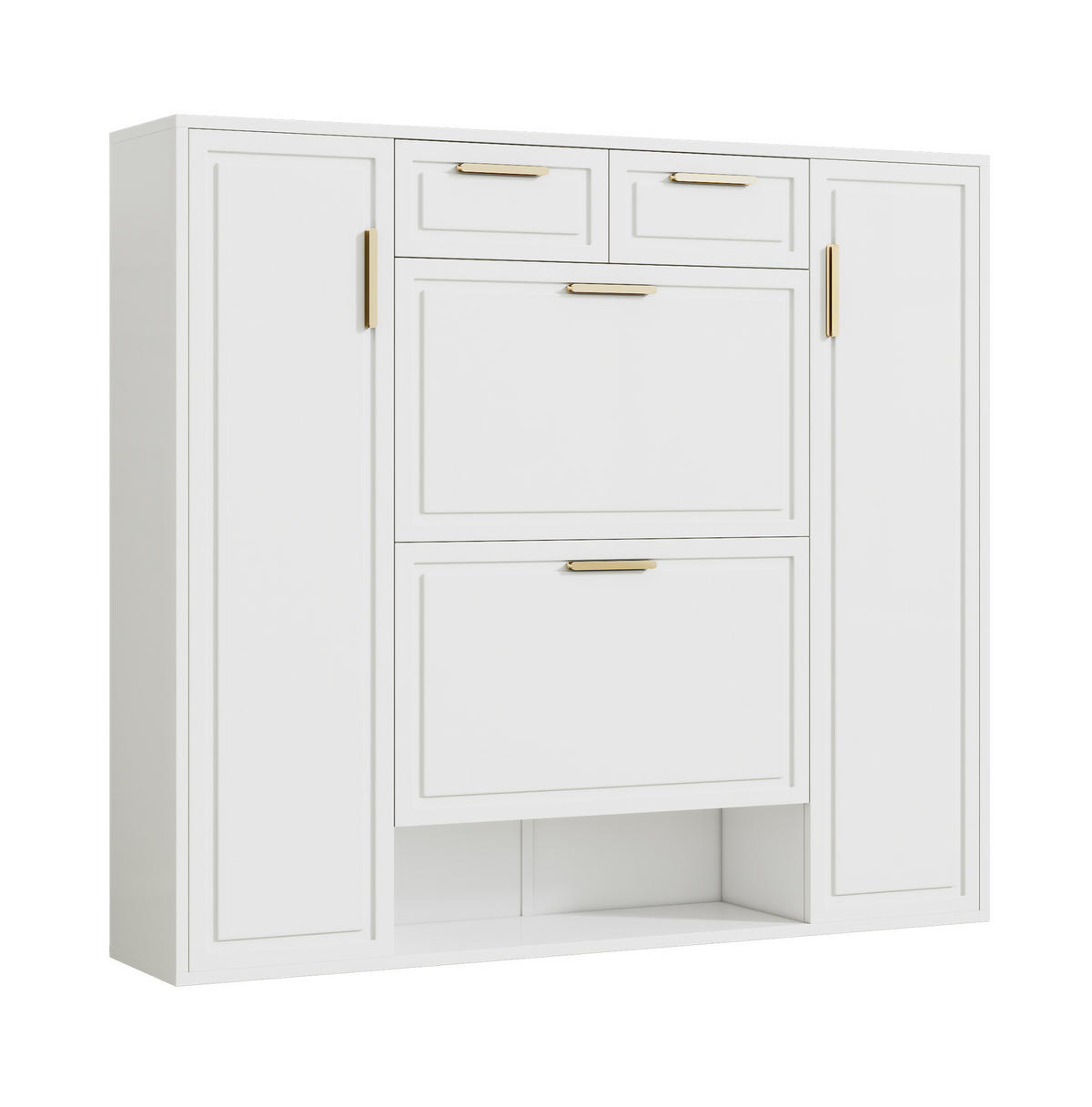 SCHUHSCHRANK 120/24/107 cm in Weiß mit 2 Schubladen und verstellbaren Einlegeböden - Weiß, Holzwerkstoff (120/107/24cm) - Flora Grace