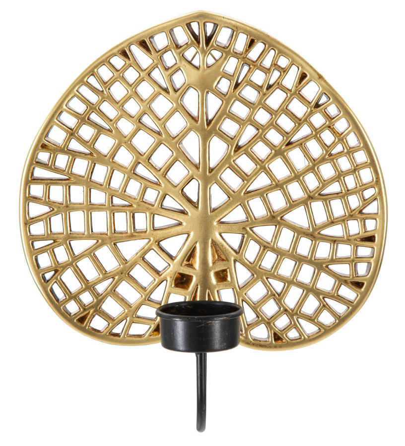Mauro Ferretti Wandkerzenhalter Gold, Schwarz 20x22.2x8 cm