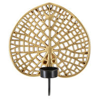 WANDKERZENHALTER Lotus, goldfarben und schwarz, Polyresin und Eisen, 20 x 8 x 22,2 cm - Goldfarben/Schwarz, Kunststoff/Metall (20/22.2/8cm) - Mauro Ferretti