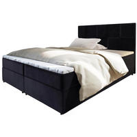 BOXBETT PRATA 180x200 cm mit Matratze und Topper - Schwarz - Schwarz, Holz (180/200cm) - MASSENO