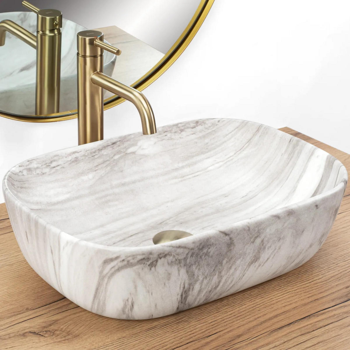 AUFSATZWASCHBECKEN Rea Belinda Ash - Weiß, Keramik (33/13.5/46.5cm) - REA