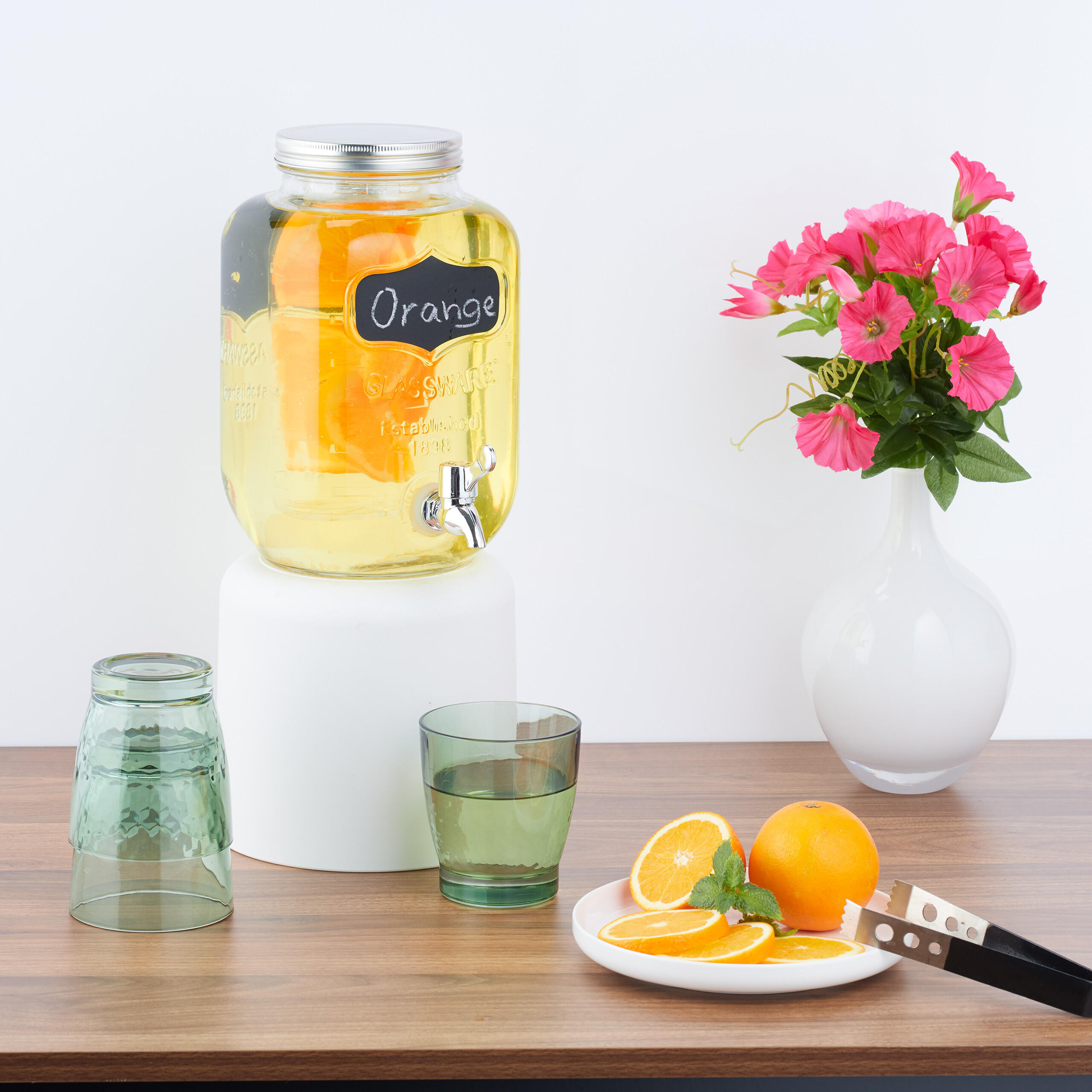 GETRÄNKESPENDER - Transparent, Glas/Kunststoff (4L) - Relaxdays