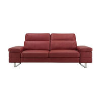 3-SITZER Sofa Virage Echtleder Rot - Rot, Leder/Metall (212/75/109cm)