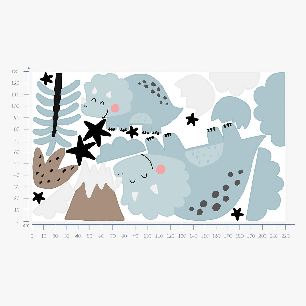 WANDAUFKLEBER 130x220cm - Dinosaurier wilde Vegetation - Multicolor, Kunststoff (130/220/0.1cm) - Wallfluent