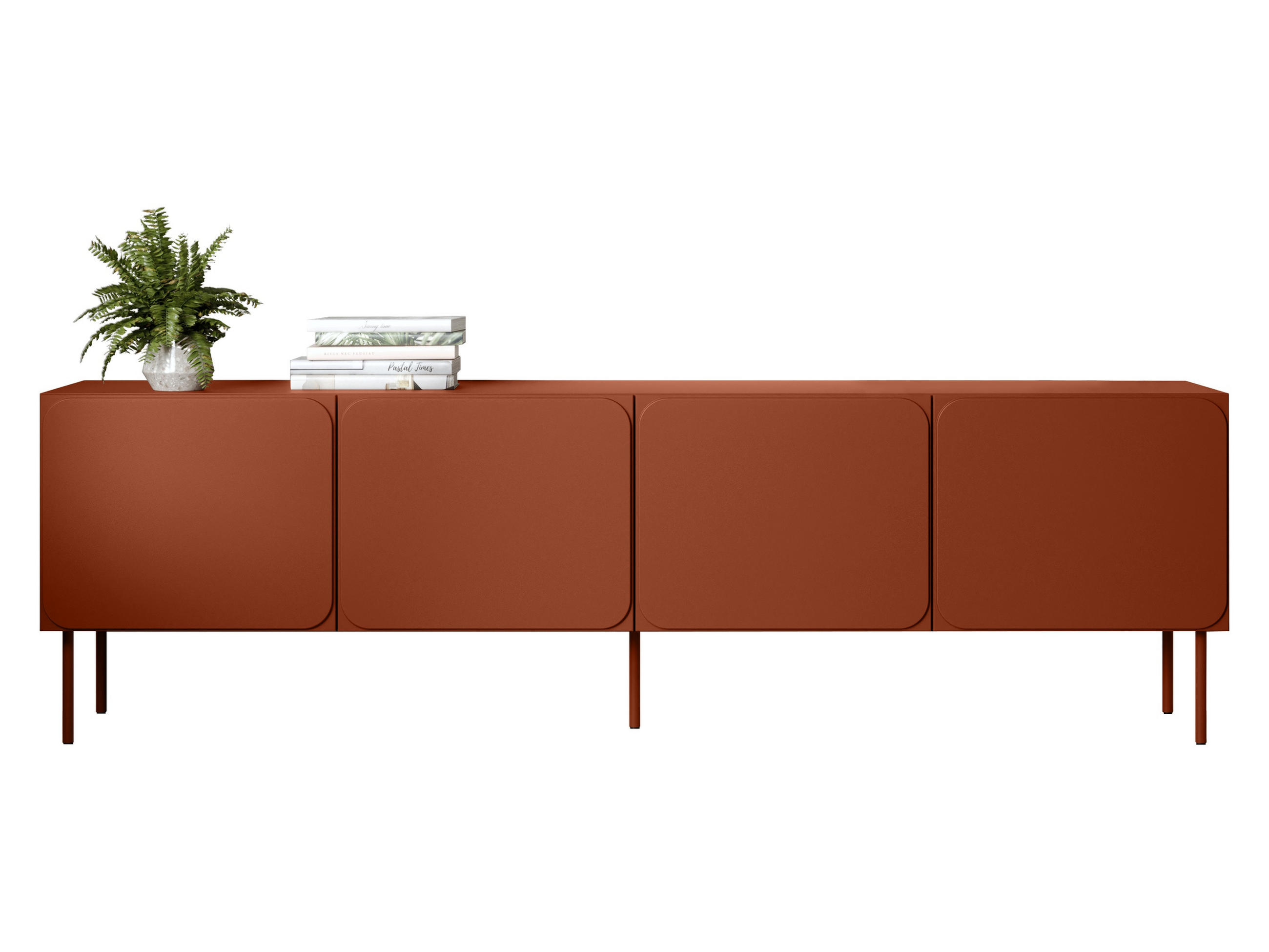 TV-LOWBOARD Rafael 200 4D - Rot, Holzwerkstoff/Metall (200/61/40cm) - MIRJAN24