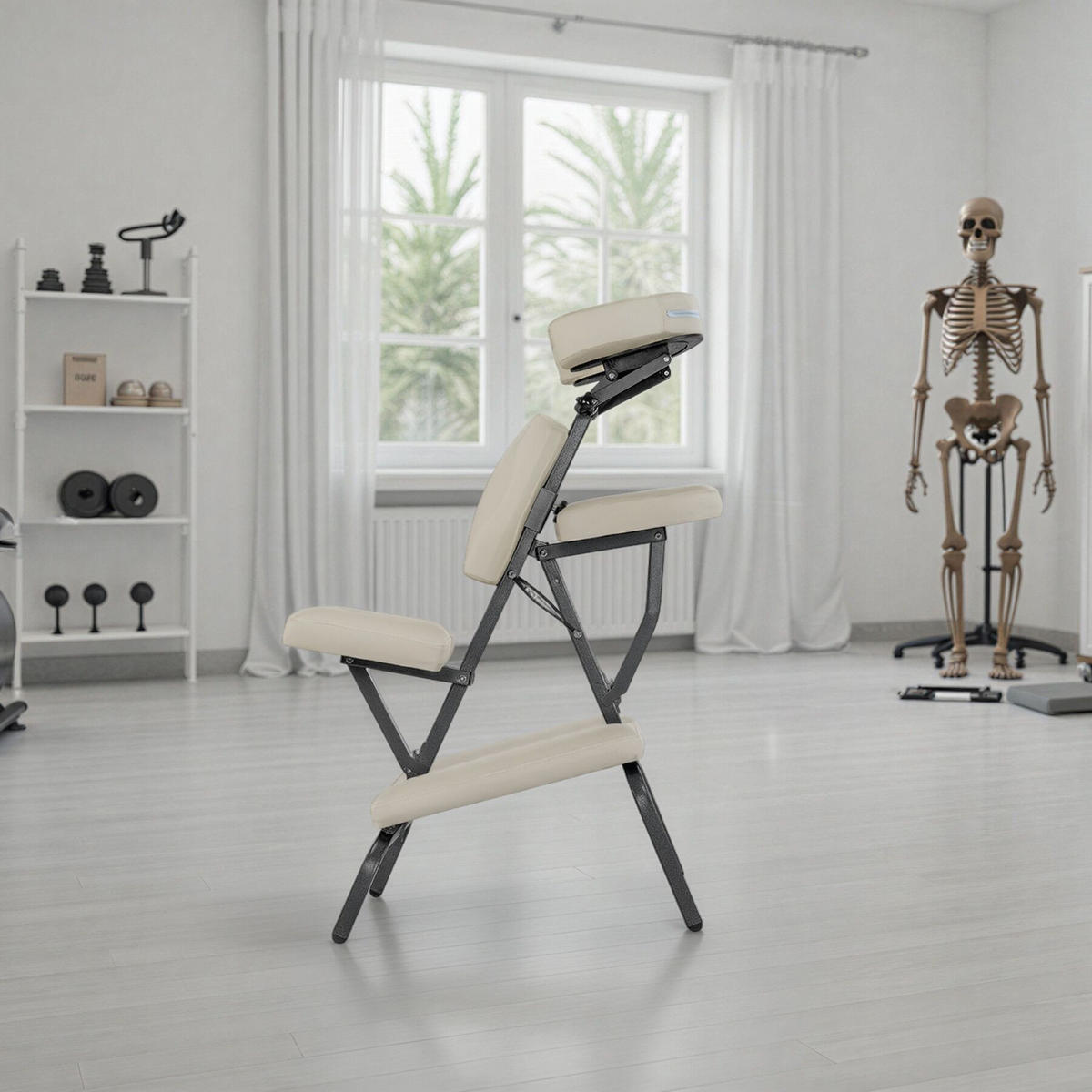 MASSAGESTUHL ,80 x 50 x 105 cm,beige - Beige, Metall (50/105/80cm) - tectake