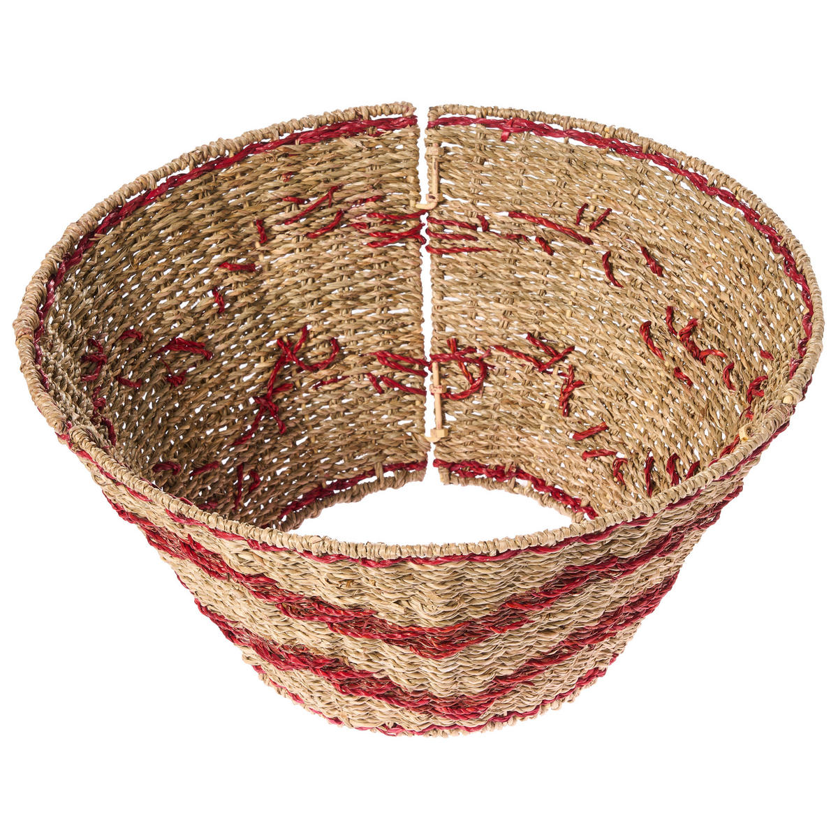 WEIHNACHTSBAUMKRAGEN 24 cm Naturfarben Hiver - Rot/Naturfarben, Naturmaterialen (24cm) - Beliani