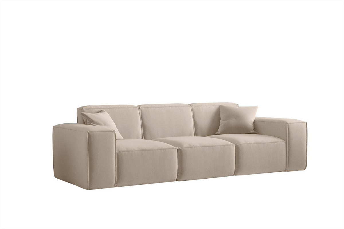SOFA Celes Premium 3-sitzer Opera Velvet - Sandfarben, Holzwerkstoff/Textil (225/73/88cm) - Fun Möbel