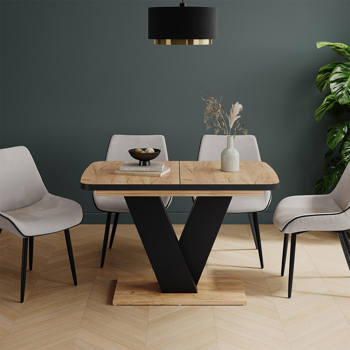 JÍDELNÍ STŮL Fenaro Černý/zlatý dub - černá/barva dubu, kompozitní dřevo (80/120/77.4cm) - Vicco