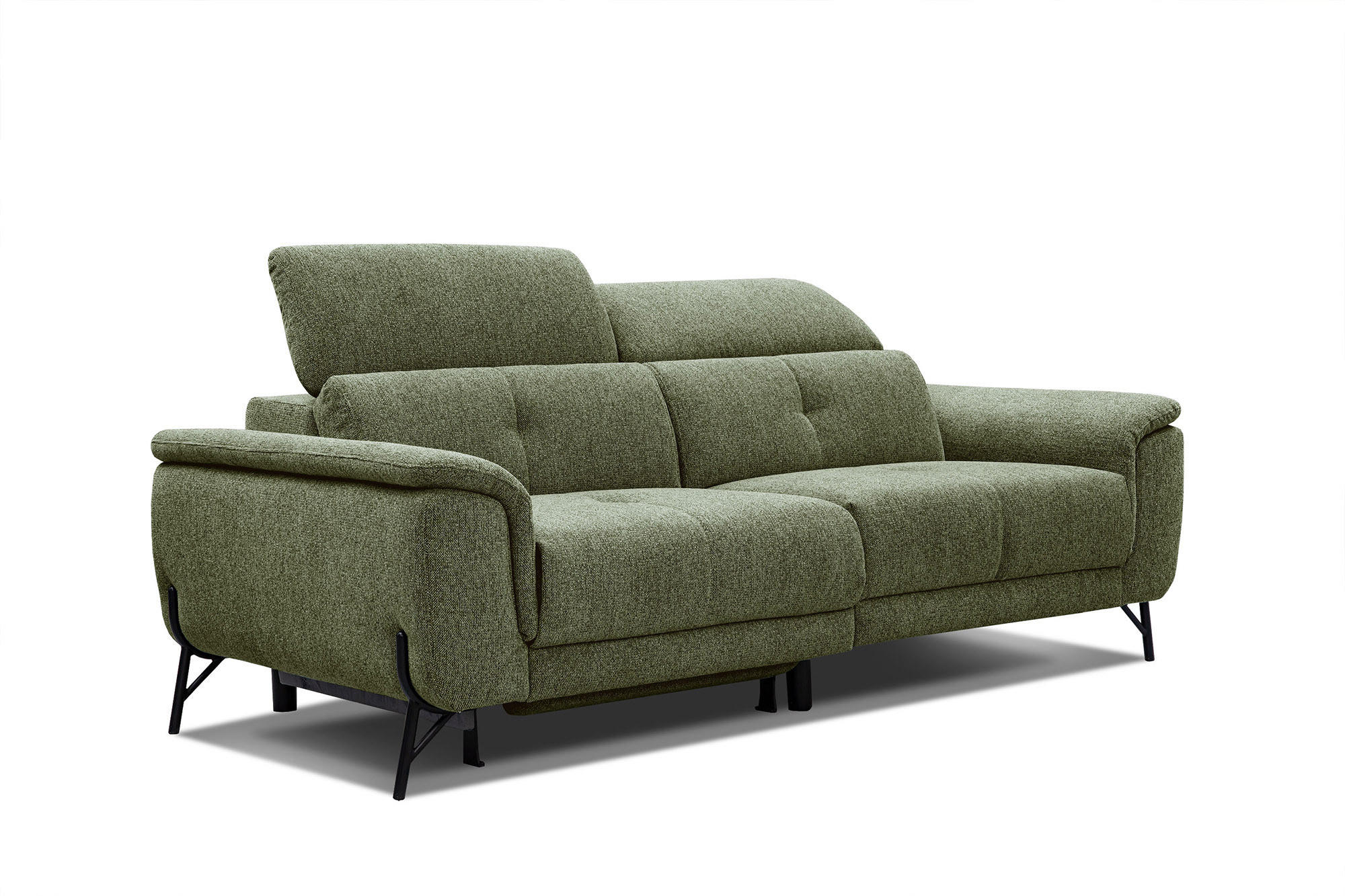 SOFA AVENA 3-Sitzer mit 1 Relaxfunktion, olivgrün - Olivgrün, Holzwerkstoff/Textil (204/80/108cm) - Courtois Laville