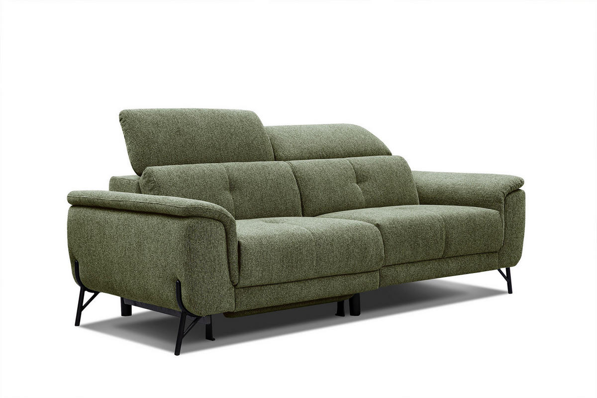SOFA AVENA 3-Sitzer mit 1 Relaxfunktion, olivgrün - Olivgrün, Holzwerkstoff/Textil (204/80/108cm) - Courtois Laville