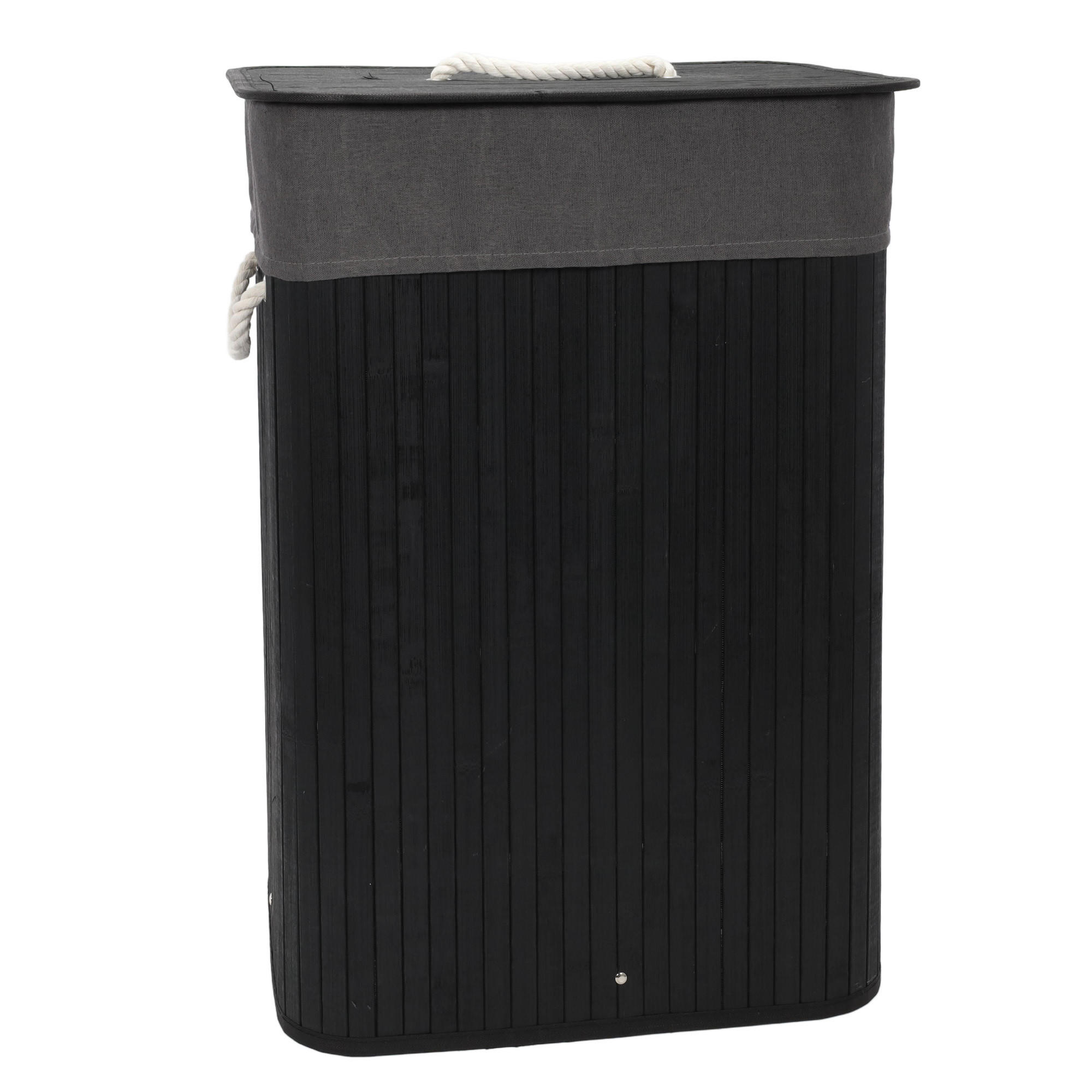 WÄSCHKORB Bambus Sade 80 l - Schwarz, Naturmaterialien (32/60/42cm) - NUXIO