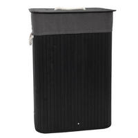 WÄSCHKORB Bambus Sade 80 l - Schwarz, Naturmaterialien (32/60/42cm) - NUXIO