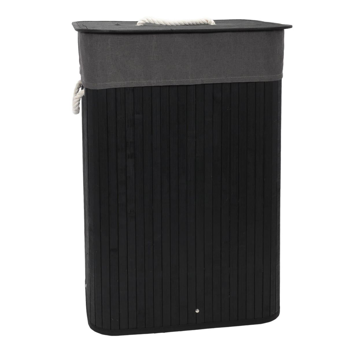 WÄSCHKORB Bambus Sade 80 l - Schwarz, Naturmaterialien (32/60/42cm) - NUXIO