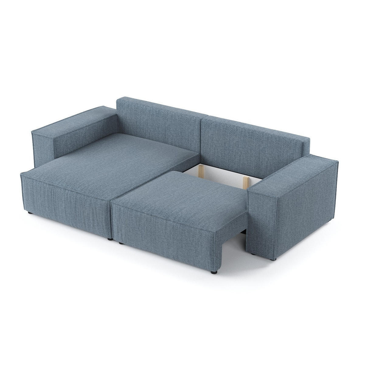 ROHOVÁ SEDAČKA CAVO, textil, Modrošedá - černá/šedohnědá, dřevo/kompozitní dřevo (255/148cm) - AltaBeds
