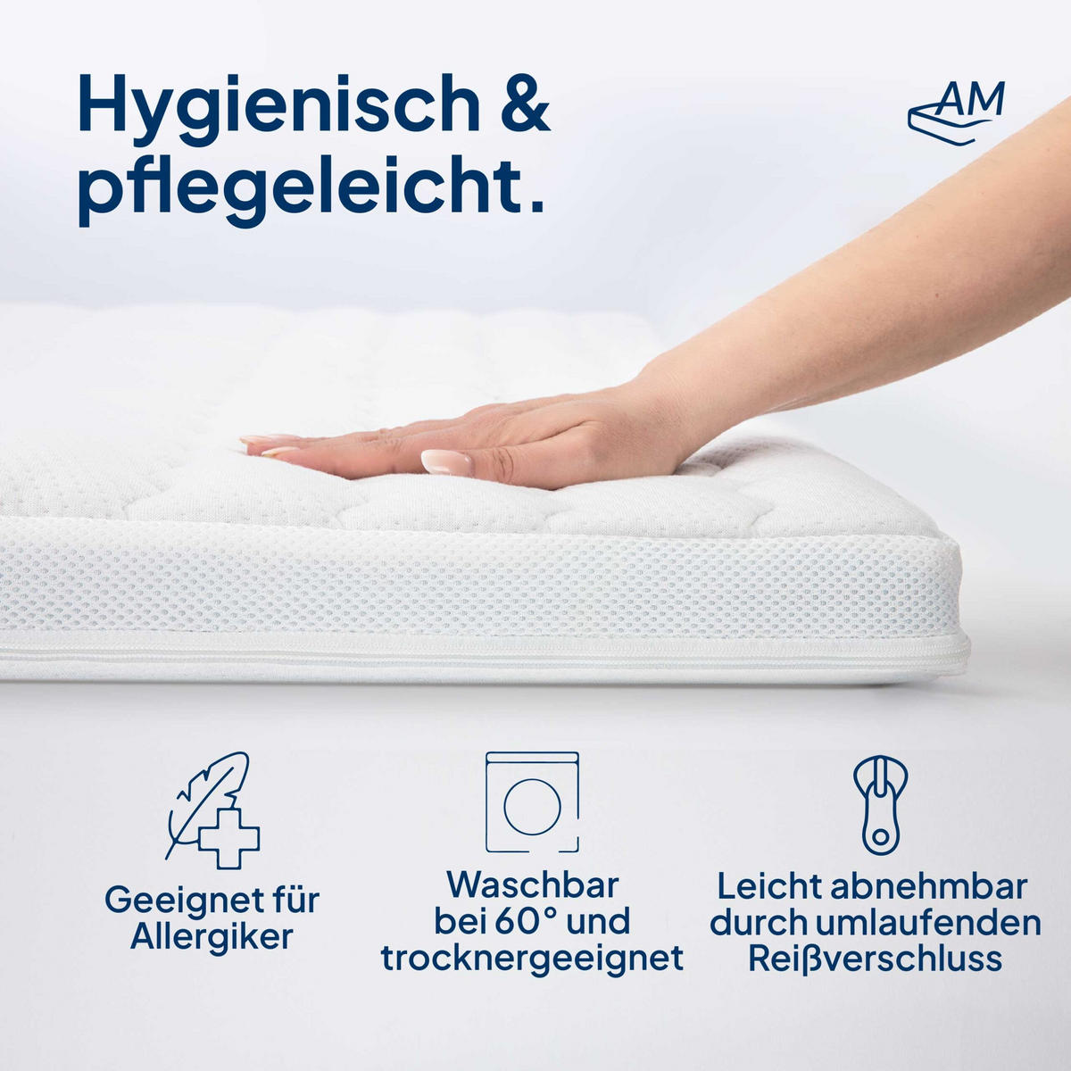 TOPPPERBEZUG Tencel 200/200cm für 4-6 cm Kernhöhe - Weiß, Textil (200/200cm) - AM Qualitätsmatratzen