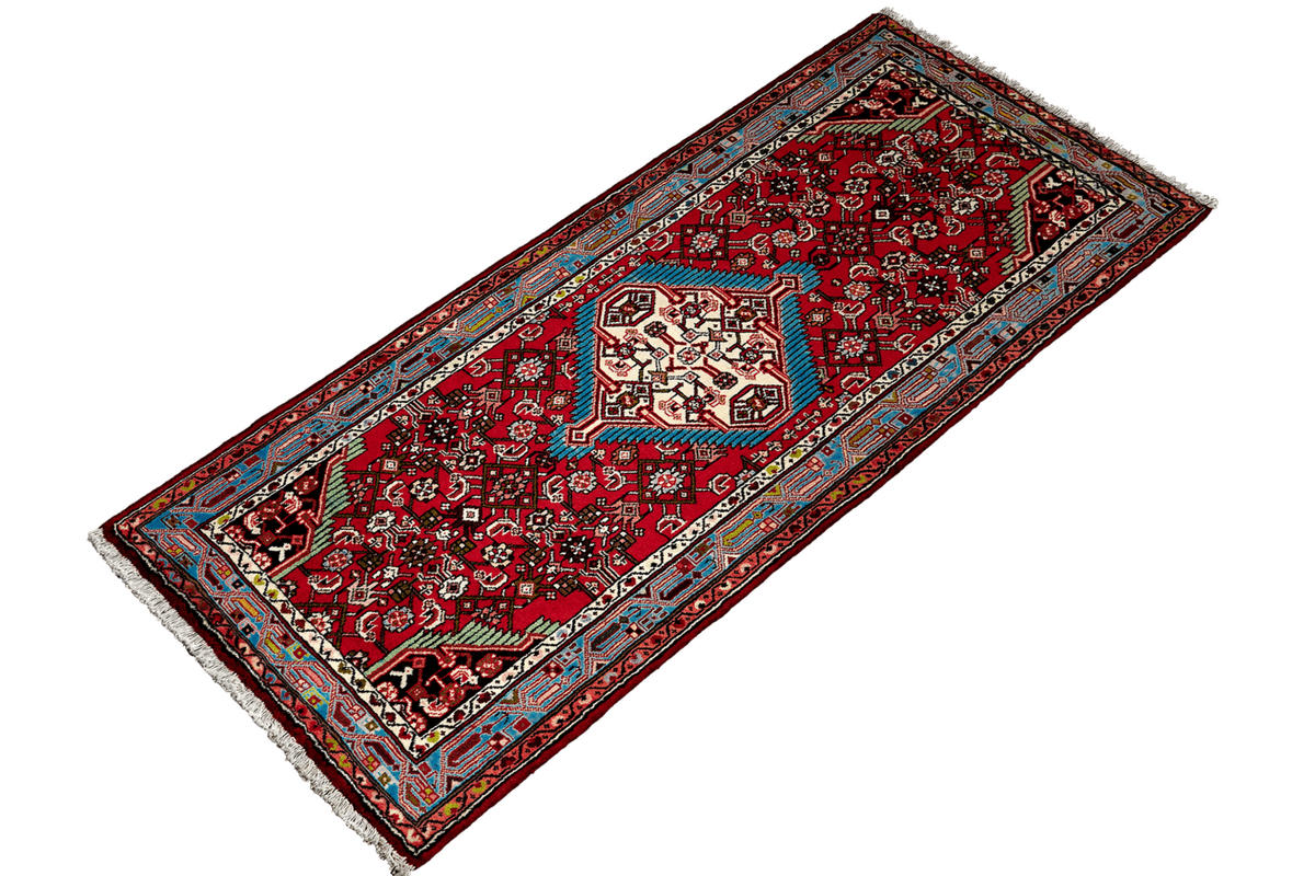LÄUFER Orient handgeknüpft Assadabad Rot 195/83 cm Schurwolle - Rot, Textil (83/195cm) - Looma