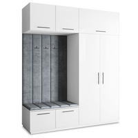 GARDEROBENSCHRANK REMA 200/240/60 cm Modern Garderobe-Set Weiß - Weiß/Grau, Holzwerkstoff (200/240/60cm) - MASSENO