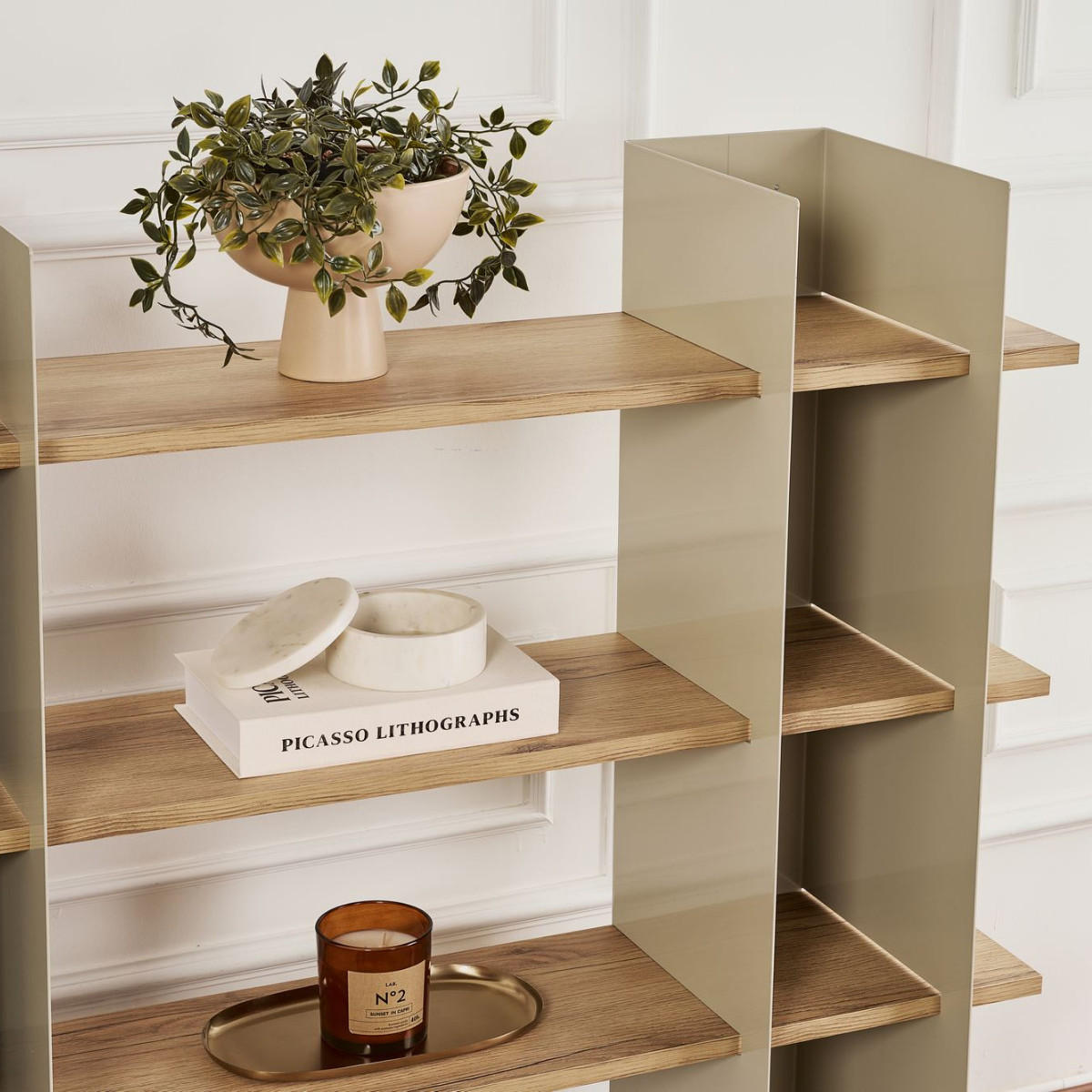 REGAL mit metallstruktur und regalböden in eichenoptik 31/120/120 cm - Taupe, Metall (124/120/31cm) - Calicosy