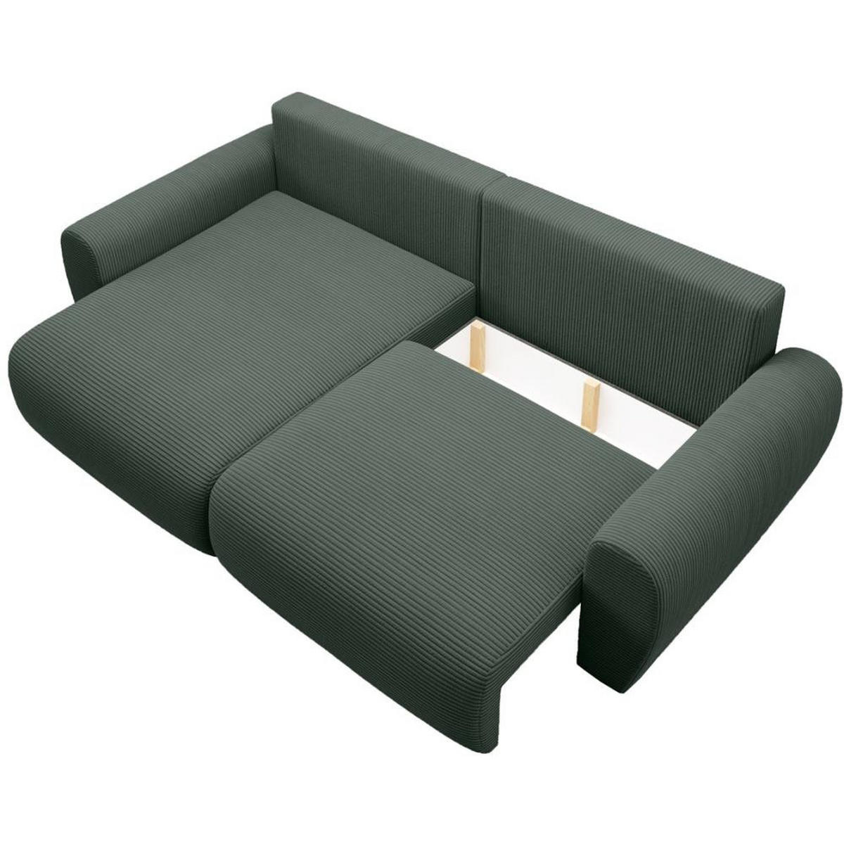 ECKSCHLAFSOFA Poss L grün links - Grün, Textil (253/153cm) - Beautysofa