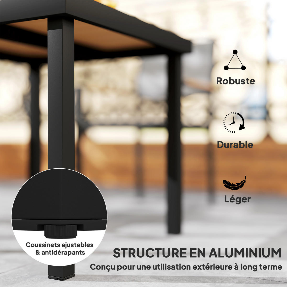 GARTENTISCH DE-14110 78x78 cm, Aluminium mit Holzoptik Natur - Naturfarben, Metall (78/78/74cm) - ComfortXL