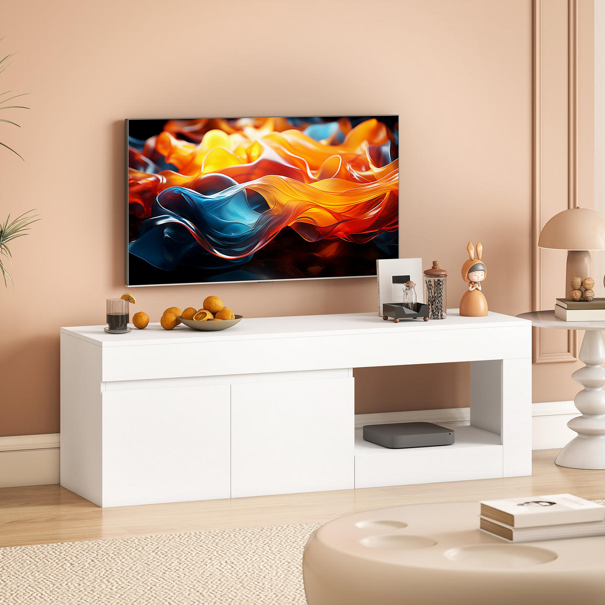TV-LOWBOARD Spanplatte Weiß - Weiß, Holzwerkstoff (40/48/140cm) - HOMCOM